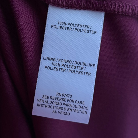 🆕 Taylor Burgundy Belted Long Sleeve V-Neck Fit & Flare Dress Size 8 Midi Hi-Low - Picture 15 of 16
